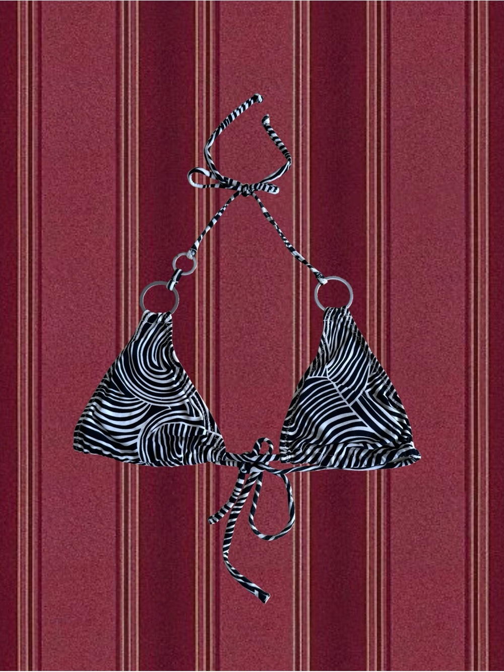 Old Navy Black & White Swirl Triangle Bikini Top